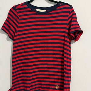 Michael Kors Kids Red and Navy Striped Tee